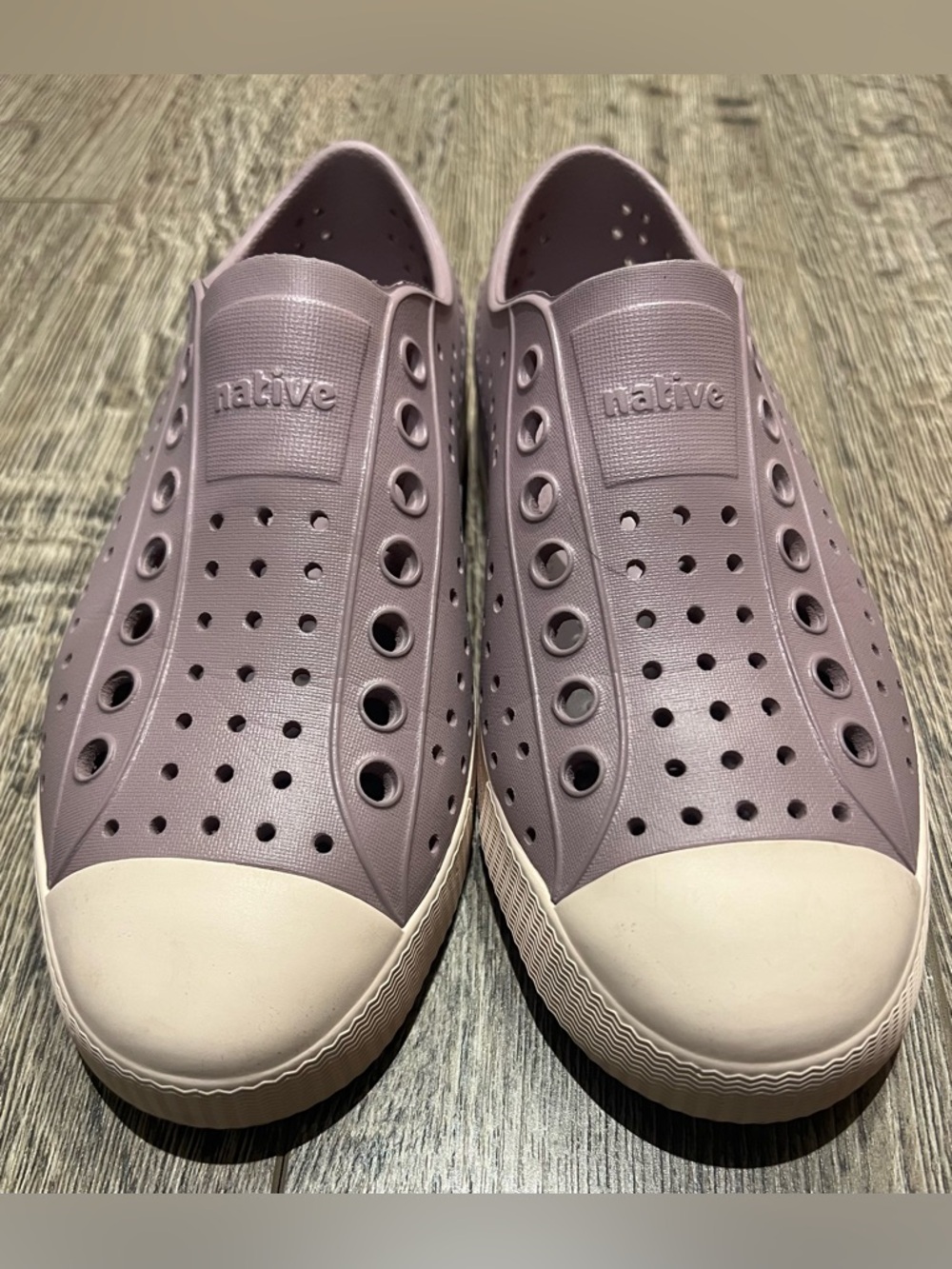 Native Men's Slip-On Loafers in Dusty Mauve with Cream Toe